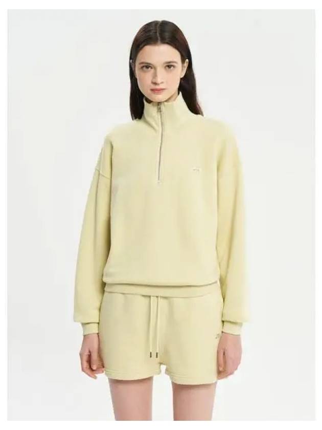 Women s Fox Patch Half Zip up Sweatshirt Chalk Yellow Domestic Product GM0024030864684 - MAISON KITSUNE - BALAAN 1