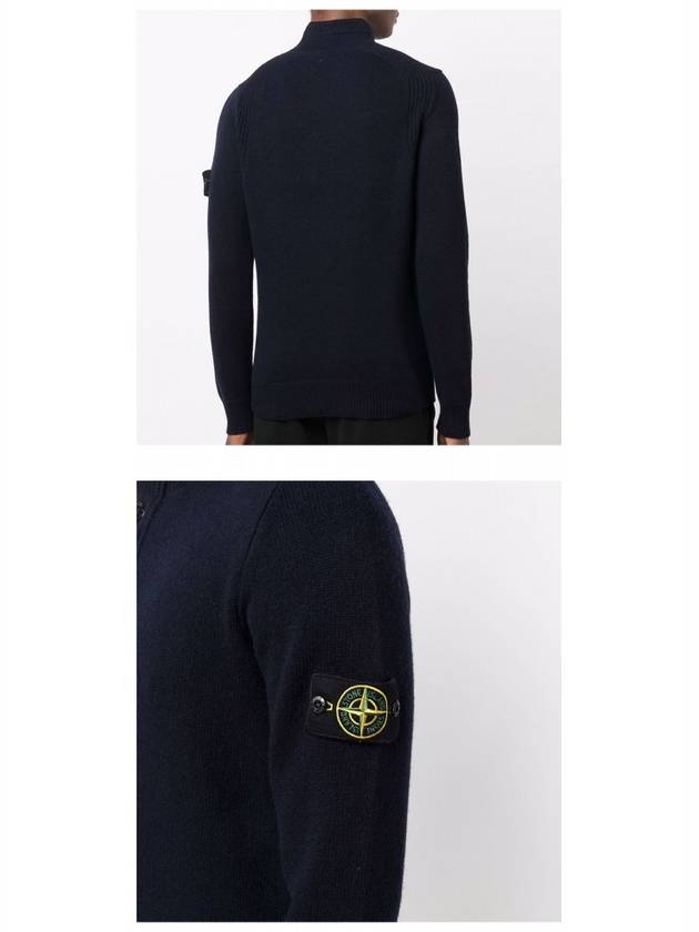 High Neck Half Button Lambswool Knit Top Navy - STONE ISLAND - BALAAN 6