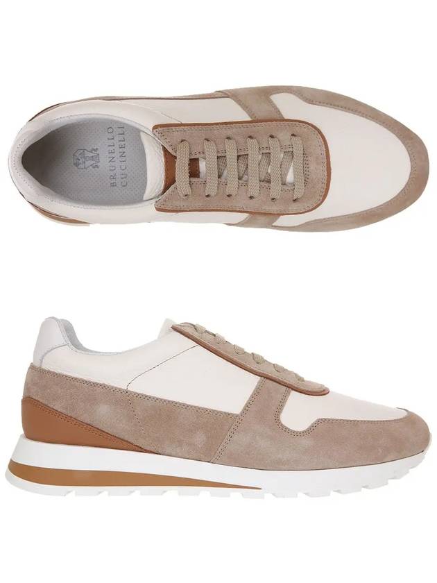 OLIMPO Texture Leather & Suede Sneakers MZUAVLA289 B0081187027 - BRUNELLO CUCINELLI - BALAAN 3