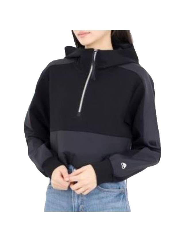 Mixmedia Quarter Zip Hoodie Black - MOOSE KNUCKLES - BALAAN 1