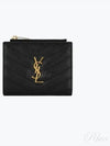 Cassandre Matelasse Grain De Poudre Embossed Leather Half Wallet Black - SAINT LAURENT - BALAAN 2