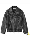 Zipper Detail Leather Biker Jacket Black - ACNE STUDIOS - BALAAN 2