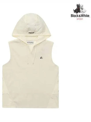 back woven color matching hooded vest 2013LZVRIVORY - BLACK&WHITE - BALAAN 1