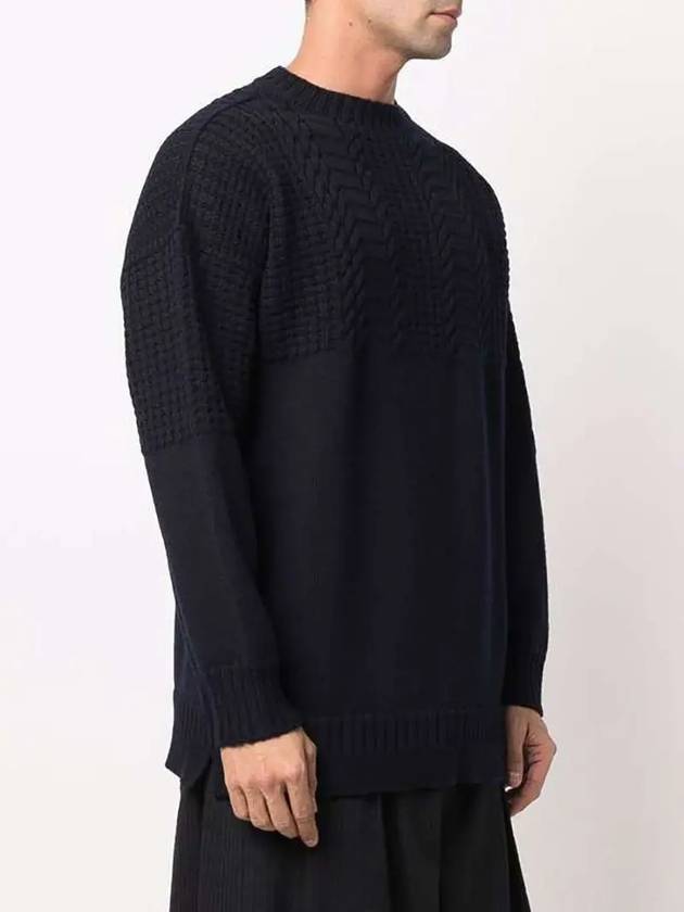 Crew Neck Cable Knit Top Navy - MAISON MARGIELA - BALAAN 3