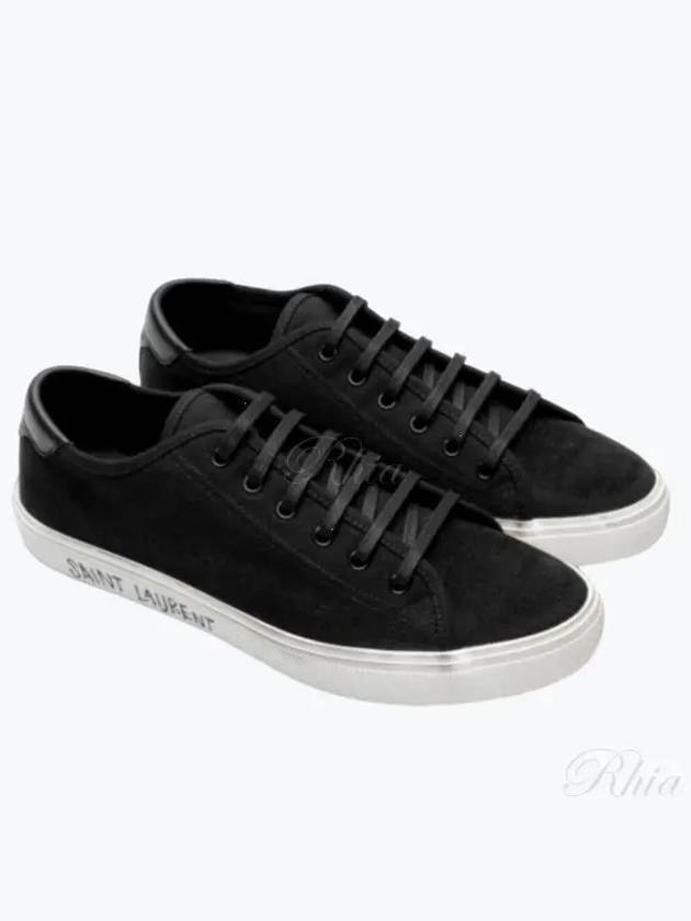 Malibu Logo Canvas Low Top Sneakers Black - SAINT LAURENT - BALAAN 2