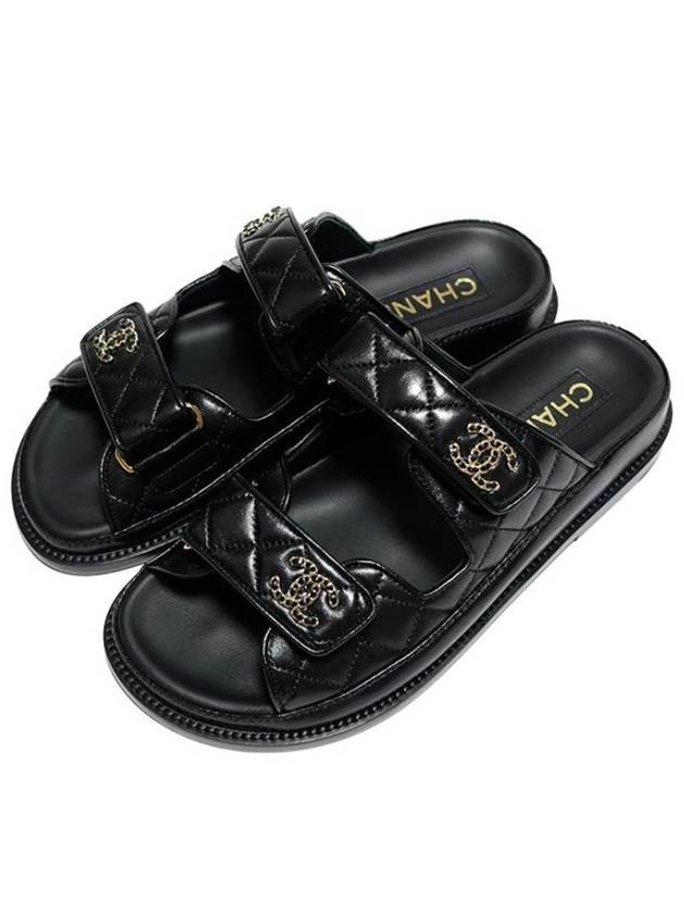 CC Logo Velcro Sandals Black - CHANEL - BALAAN 8