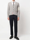 Donegal Twist Cable 4 Bar Classic V Neck Cardigan Light Grey - THOM BROWNE - BALAAN 5