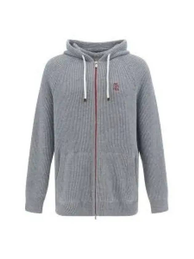 Cashmere English Rib Knit Hooded Cardigan Light Gray - BRUNELLO CUCINELLI - BALAAN 2