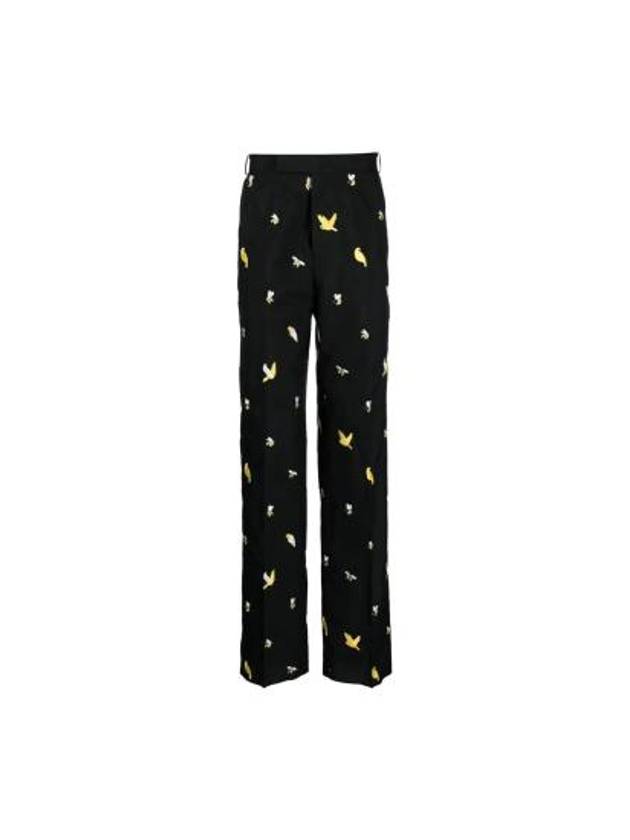 Birds And Bees Embroidered Straight Pants Black - THOM BROWNE - BALAAN 2