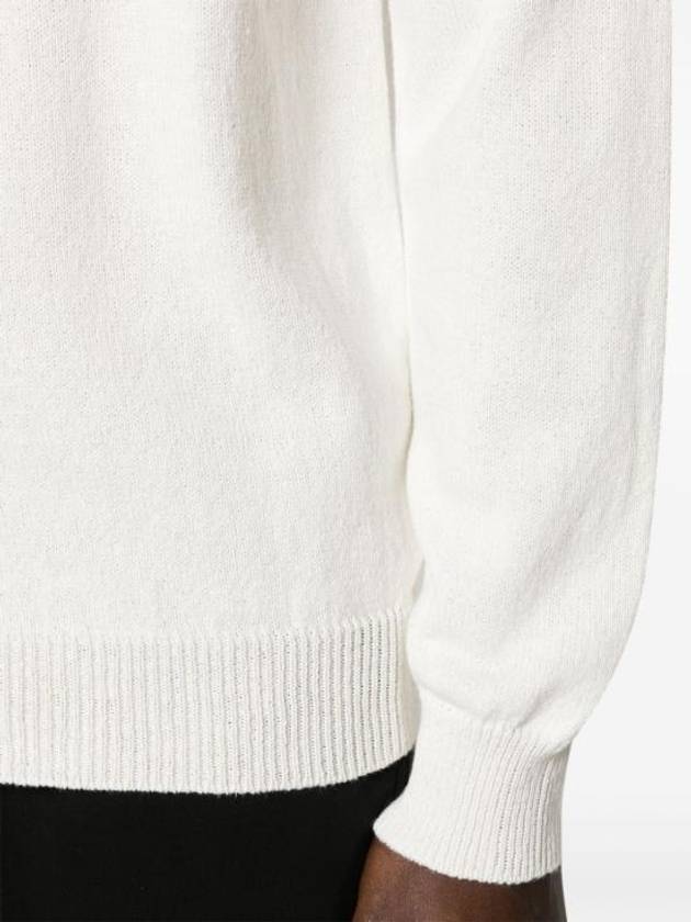 Compass Motif Crew Neck Regular Fit Cotton Knit Top White - STONE ISLAND - BALAAN 5