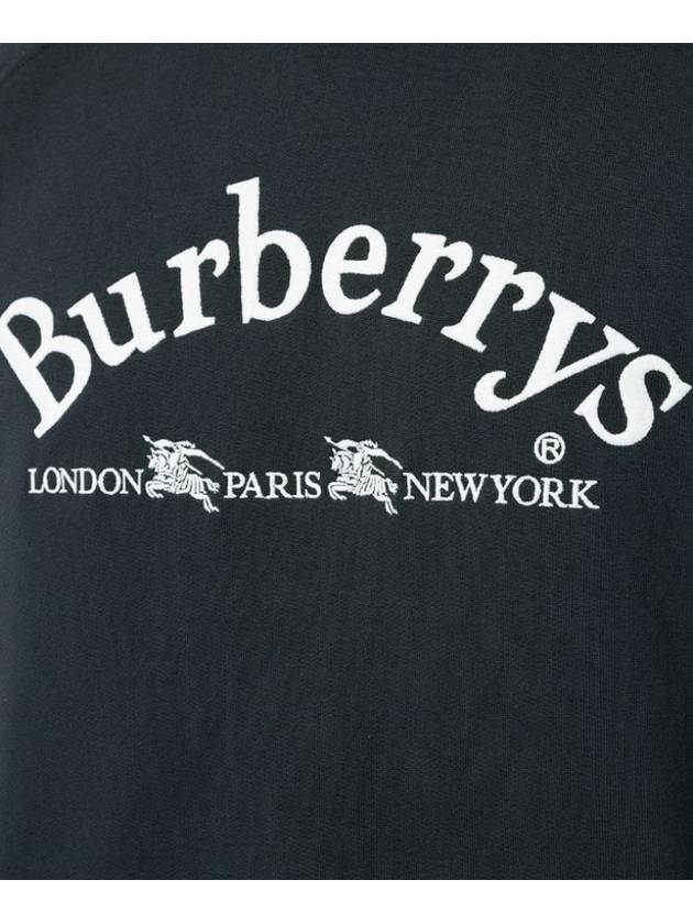 Embroidered Logo Casual Sweatshirt Navy Blue - BURBERRY - BALAAN.