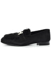 H Mink Fur Suede Loafers Black - HERMES - BALAAN 2