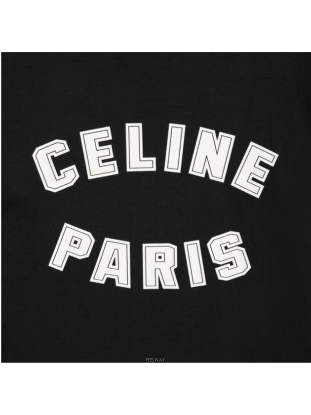 Loose Cotton Jersey Short Sleeve T Shirt Black White - CELINE - BALAAN 5