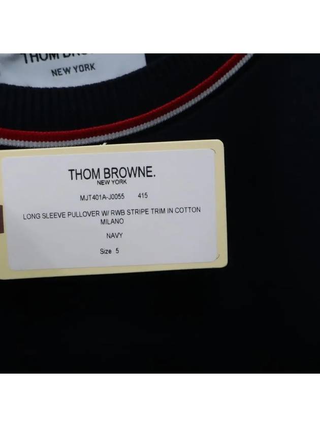 Logo Tab RWB Stripe Trimming Knit Top Navy - THOM BROWNE - BALAAN 9