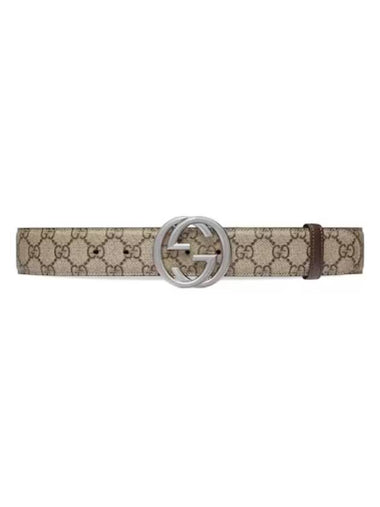 Interlocking G Buckle Leather Belt Beige Ebony - GUCCI - BALAAN 1