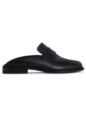 Maison Margiela 'Tabi' Black Leather Sabots - MAISON MARGIELA - BALAAN 1