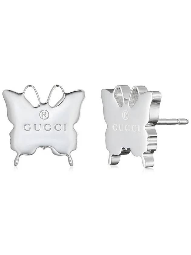 Butterfly Engraved Logo Earrings Silver - GUCCI - BALAAN 3