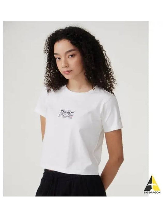 Classic Letter Crop T Shirt Women OFFWHITE Off White - REEBOK - BALAAN 1