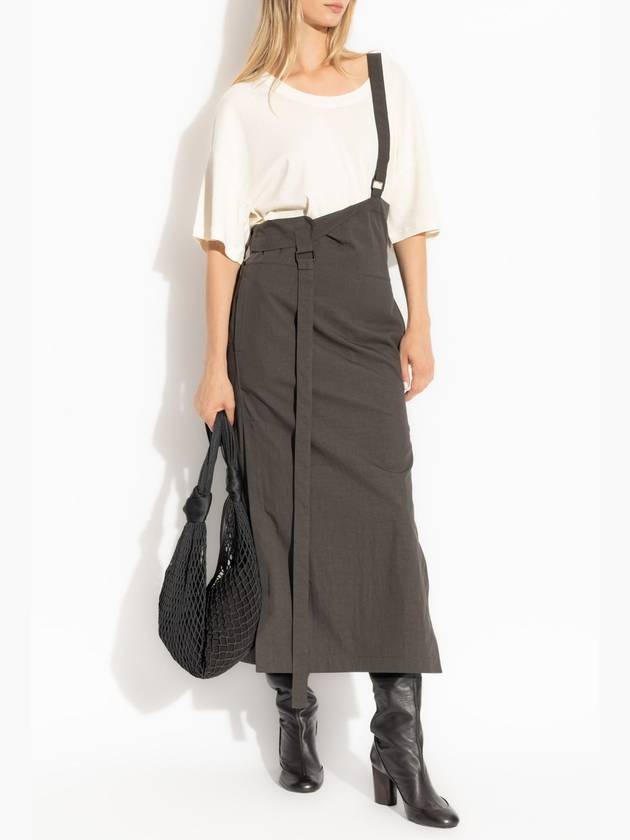 Strap WR Tumbled Cotton A Line Skirt Dark Coffee - LEMAIRE - BALAAN 3