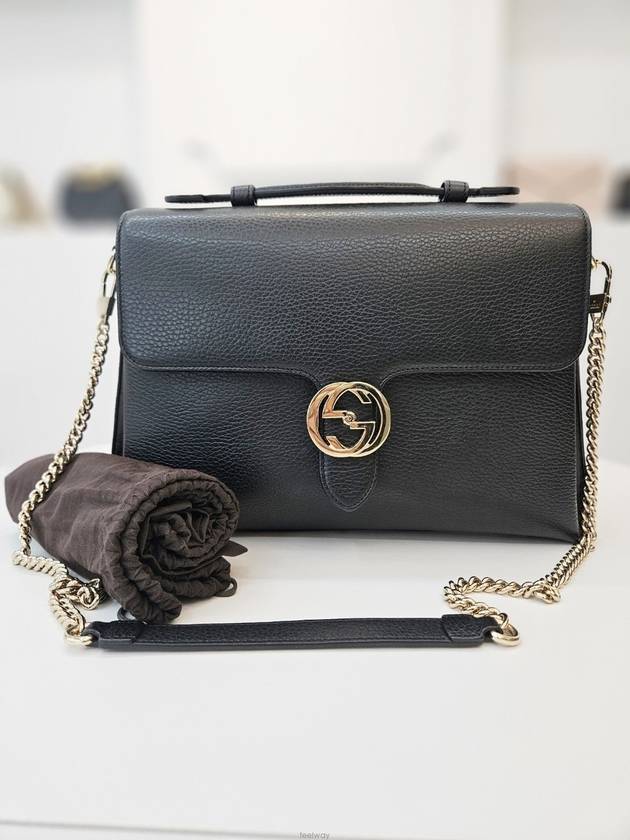 GG interlocking large chain shoulder bag black 510306 - GUCCI - BALAAN 2