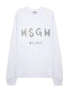 Milano Brushed Logo Cotton Sweatshirt White - MSGM - BALAAN 2