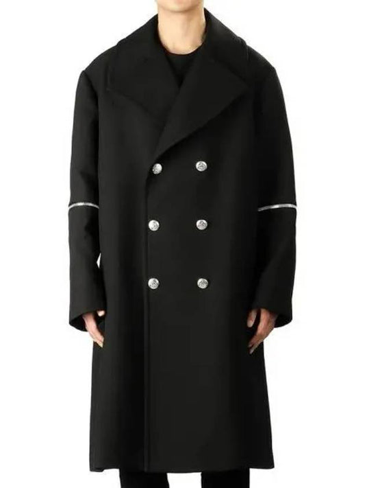 Black Sleeve Zipper Wool Double Coat Black - ALEXANDER MCQUEEN - BALAAN 2