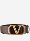 Signature V Logo Leather Belt Dark Brown - VALENTINO - BALAAN 2