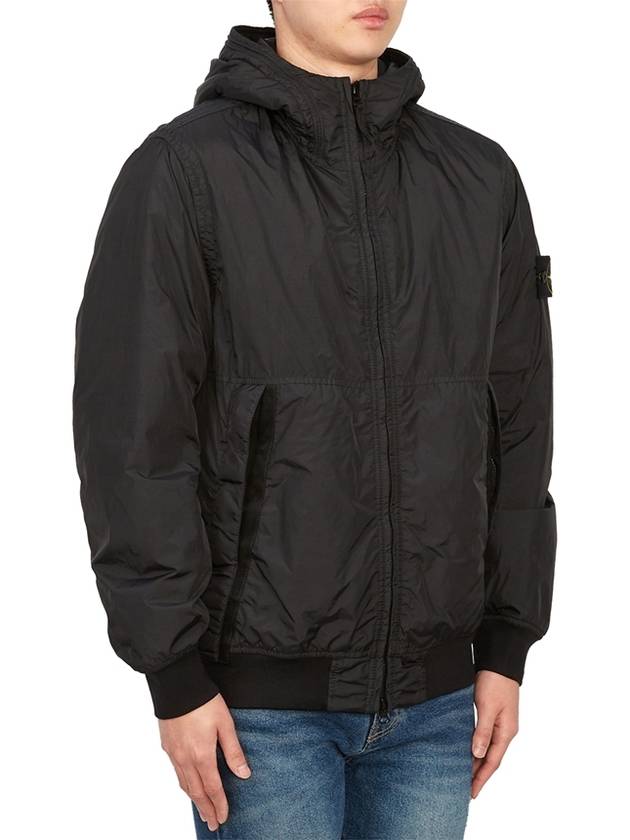 Men's Garment Dyed Crinkle Reps Recycled Nylon Primaloft TC Hooded Jacket Black - STONE ISLAND - BALAAN 5