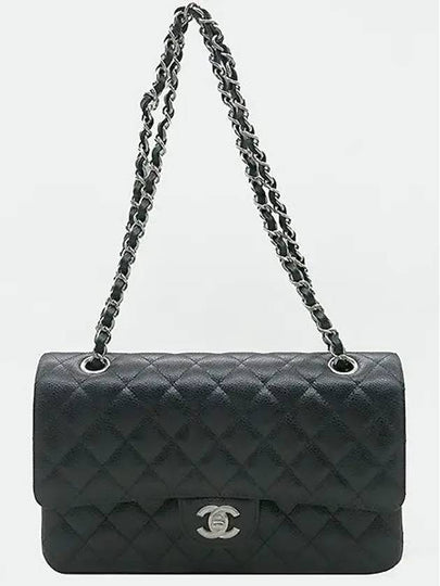 A01112 Caviar Skin Classic Medium M Size Silver Flap Chain Shoulder Bag - CHANEL - BALAAN 2