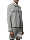 Double Face Cotton Knit 4 Bar Button Shirt Jacket Grey - THOM BROWNE - BALAAN 3