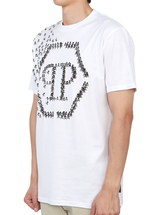 Skull Bones Logo Print Cotton Short Sleeve T-Shirt White - PHILIPP PLEIN - BALAAN 3