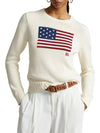 Flag Cotton Crew Neck Knit Top Cream - POLO RALPH LAUREN - BALAAN 2