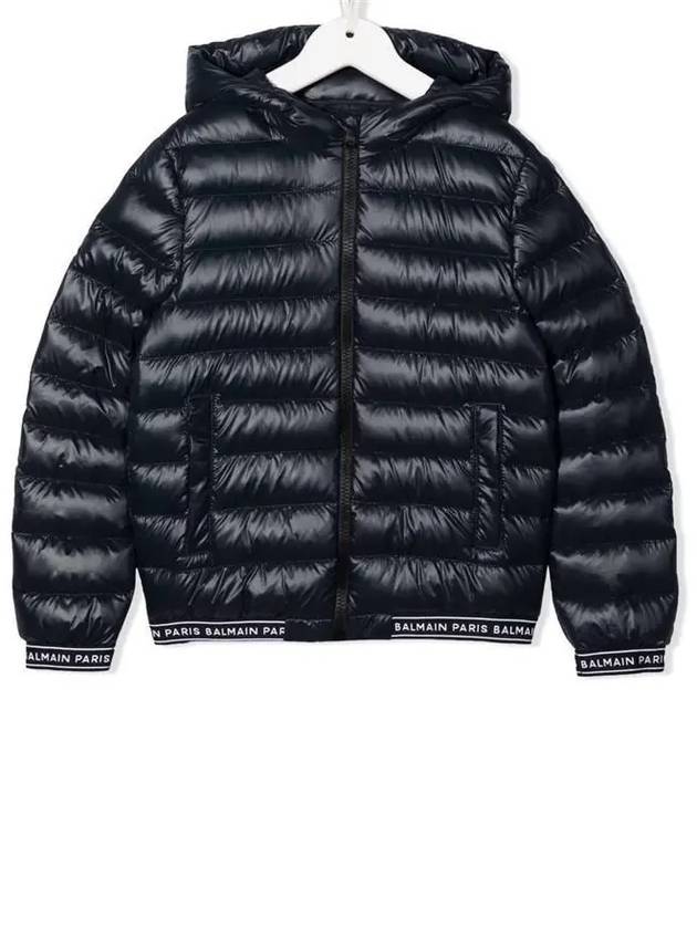 Kids 6 10 Logo Band Hooded Padded Parka Navy - BALMAIN - BALAAN 1