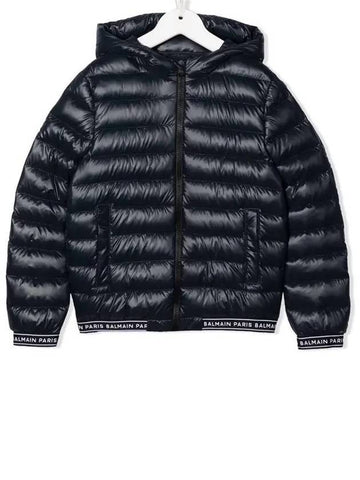 Kids 6 10 Logo Band Hooded Padded Parka Navy - BALMAIN - BALAAN 1