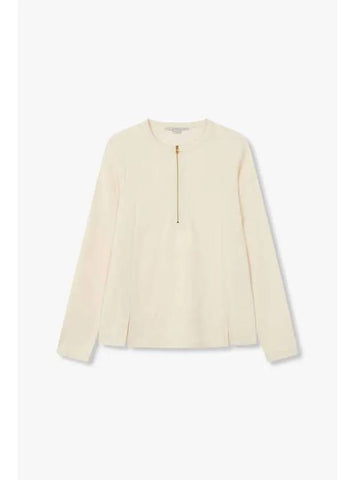 STELLA McCARTNEY Double slit half zip top light beige - STELLA MCCARTNEY - BALAAN 1