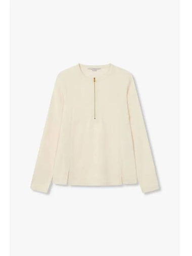 STELLA McCARTNEY Double slit half zip top light beige - STELLA MCCARTNEY - BALAAN 1