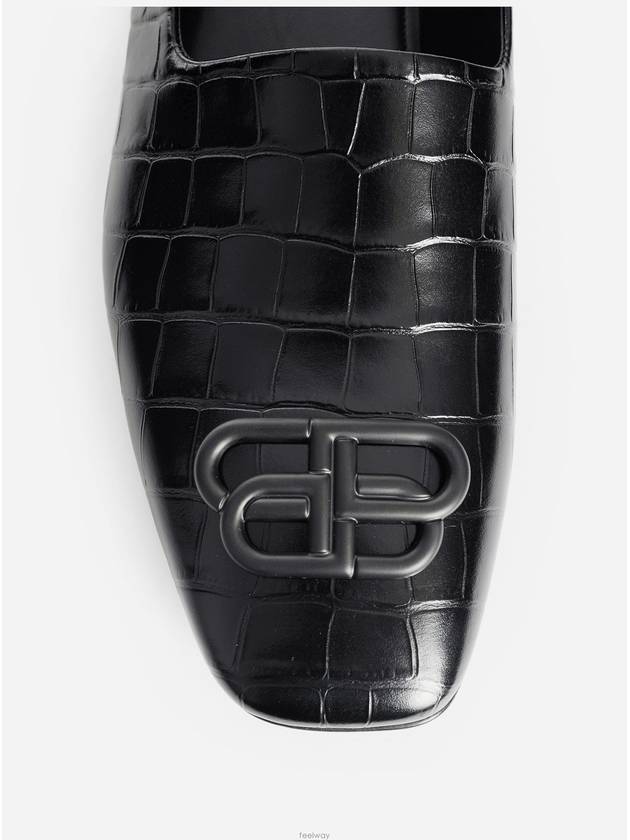 Men's Cozy BB Crocodile Loafers Black - BALENCIAGA - BALAAN.