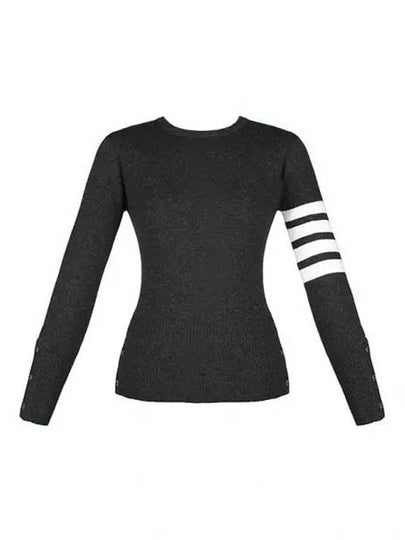 Women's 4 Bar Classic Cashmere Pullover Knit Top Dark Grey - THOM BROWNE - BALAAN 2