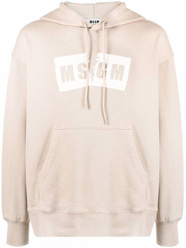 Box Logo Cotton Hoodie Beige - MSGM - BALAAN 1