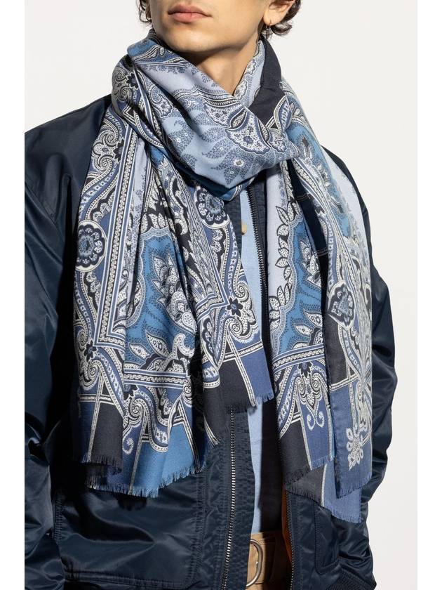 Etro Cashmere Scarf With Decorative Pattern, Men's, Blue - ETRO - BALAAN 2