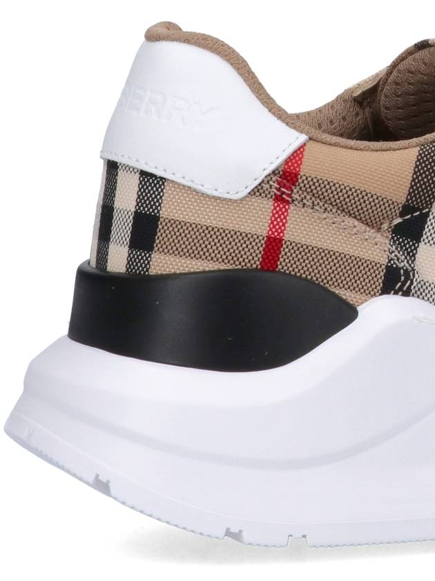 Vintage Check And Leather Sneakers White Archive Beige - BURBERRY - BALAAN 5