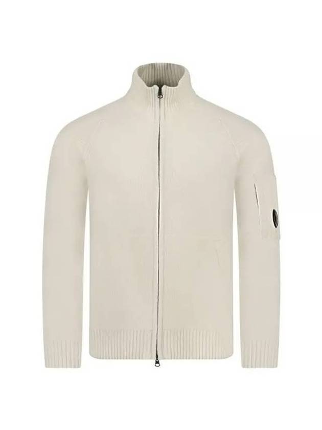 Lambswool GRS Zipped Cardigan White - CP COMPANY - BALAAN 1