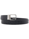 Men's Intrecciato Leather Belt Black - BOTTEGA VENETA - BALAAN 3