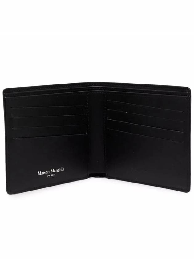 Stitched Bifold Leather Half Wallet Black - MAISON MARGIELA - BALAAN 4