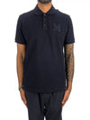 Embroidered Monogram Short Sleeve Polo Shirt Dark Blue - MONCLER - BALAAN 2