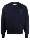 Men's Heart Embroidered Logo Sweatshirt Navy - AMI - BALAAN 2