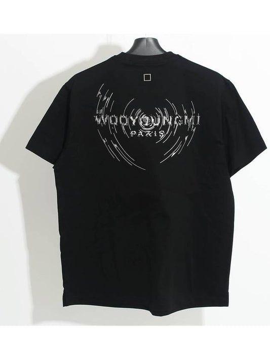 Wave Graphic Back Logo Short Sleeve T-Shirt Black - WOOYOUNGMI - BALAAN 2