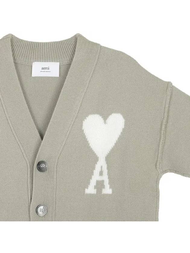 De Coeur Logo Wool Cardigan Green - AMI - BALAAN 3