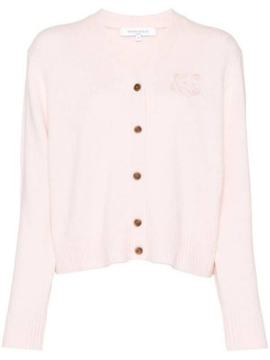 Embroidery Bold Fox Head Cardigan Light Pink - MAISON KITSUNE - BALAAN 1