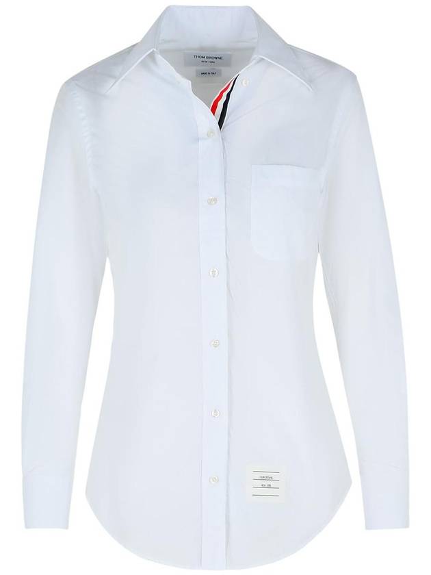 Logo Patch Cotton Shirt White - THOM BROWNE - BALAAN 2